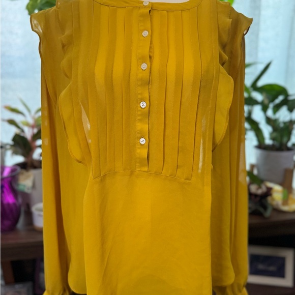 LOFT Mustard Button-Up Blouse - Picture 2 of 5
